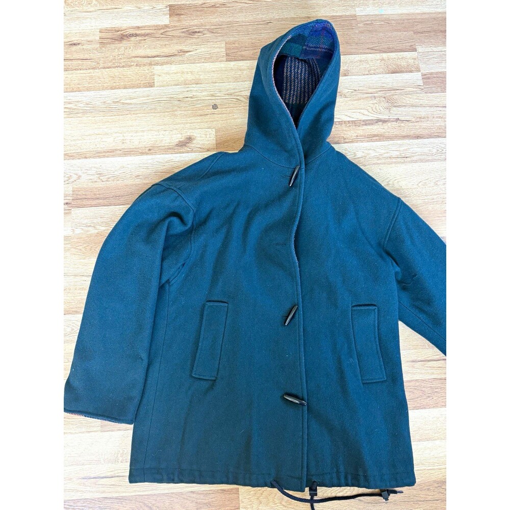 Jofeld Men’s Hooded Duffle Coat Toggle Closure Lined Pockets Green Size S